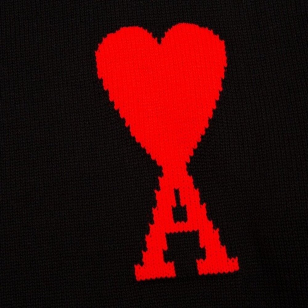 Ami Black Sweater with Bold Red Heart - Picture 3 of 6
